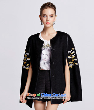 Chaplain who female elegant wild round-neck collar machine embroidery decorated cloak long coat  155/S 644112199 black picture, prices, brand platters! The elections are supplied in the national character of distribution, so action, buy now enjoy more preferential! As soon as possible.
