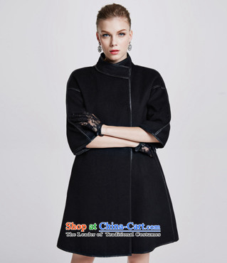 Chaplain who female elegant pure color wild PU package edges in cuff long coat  165/L 644112200 black picture, prices, brand platters! The elections are supplied in the national character of distribution, so action, buy now enjoy more preferential! As soon as possible.