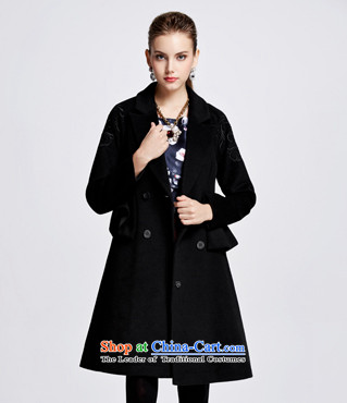 Chaplain who winter clothing new women's temperament pure color wild Classic double-long coat 644112202 Black 160/M image, prices, brand platters! The elections are supplied in the national character of distribution, so action, buy now enjoy more preferential! As soon as possible.