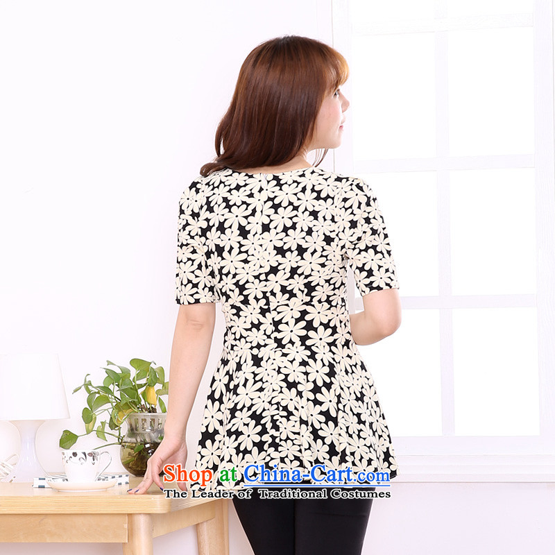 For a limited time (Stock Code: Intensify female thick mm summer 2014V collar pattern graphics thin short-sleeved T-shirt shirt 6641 pattern 4XL, shani flower sogni (D'oro) , , , shopping on the Internet