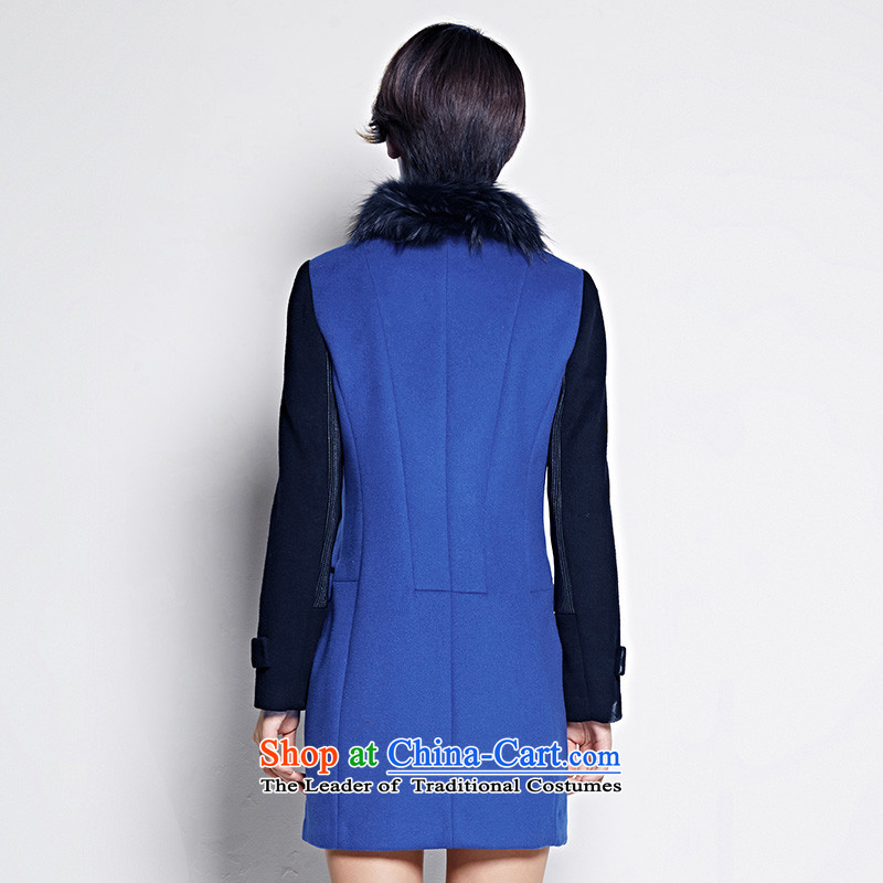Tri-lai snow winter clothing bright colors for the Spell Checker to zip in decorated long coats female black and blue color three M/160/84a, shopping on the Internet has been pressed.