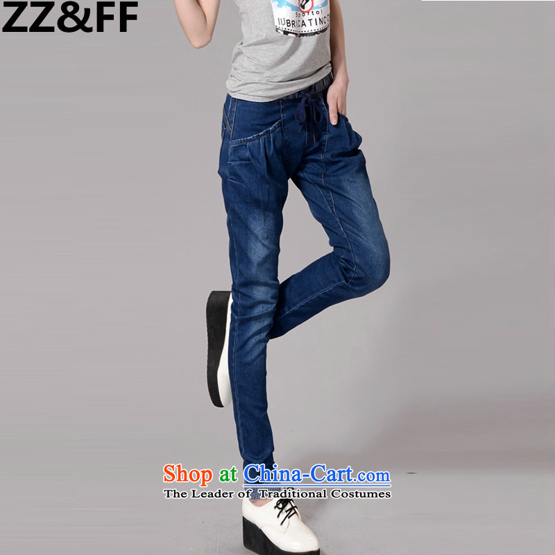 Install the latest Autumn 2015 Zz_ff of autumn and winter large female thick MM stitching Harlan jeans female to increase the burden of Pants color photo of 200 XXL