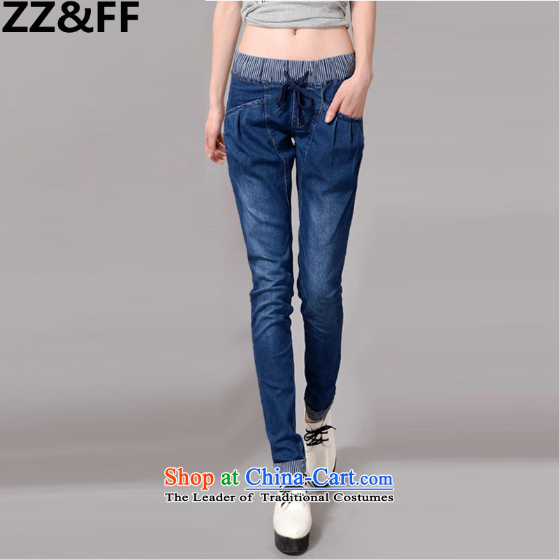 Install the latest Autumn 2015 Zz&ff of autumn and winter large female thick MM stitching Harlan jeans female to increase the burden of Pants color photo of 200 XXL,ZZ&FF,,, shopping on the Internet