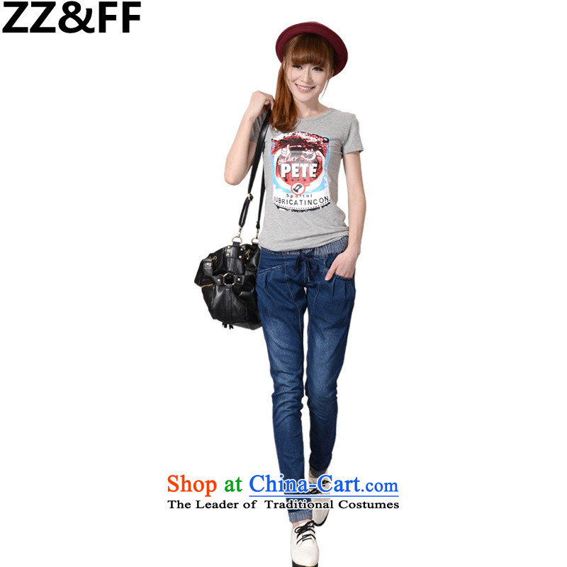 Install the latest Autumn 2015 Zz&ff of autumn and winter large female thick MM stitching Harlan jeans female to increase the burden of Pants color photo of 200 XXL,ZZ&FF,,, shopping on the Internet