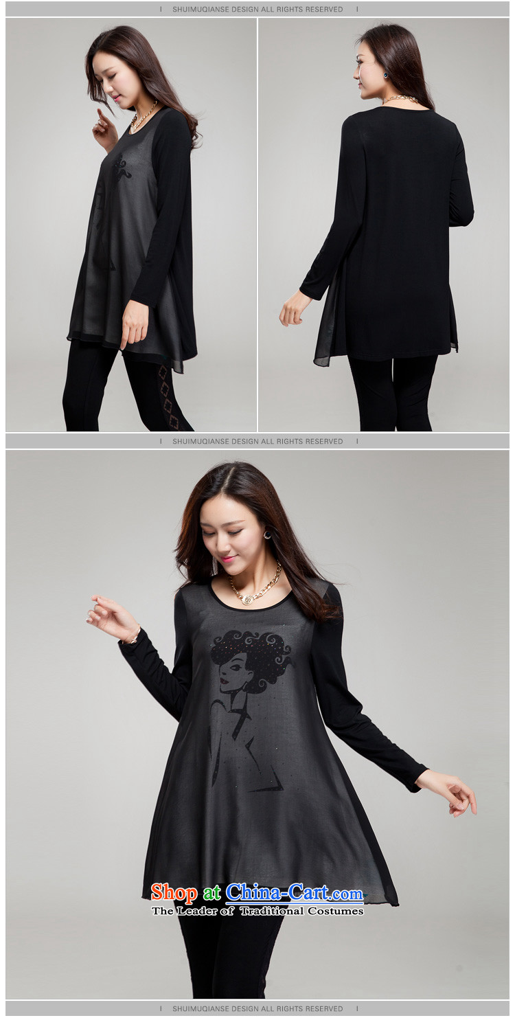 The interpolator auspicious xl women 2015 Autumn new Korean version of fat mm thick video thin round-neck collar stamp ironing drill very casual dress SM19 black XL(131 catty-150 catty through pictures), prices, brand platters! The elections are supplied in the national character of distribution, so action, buy now enjoy more preferential! As soon as possible.