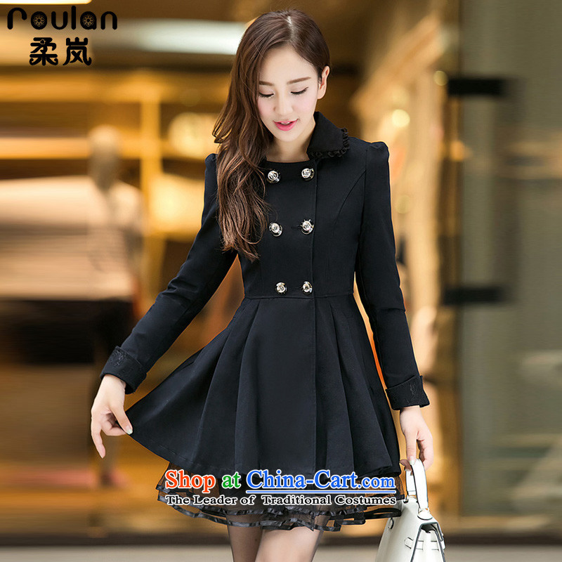 Sophie 6XL sponsors to intensify the thick MM Korean Code women 2015 autumn and winter for women in the new long lace edge wind jacket 8199 Black XL, Sophie sponsors (ROULAN) , , , shopping on the Internet