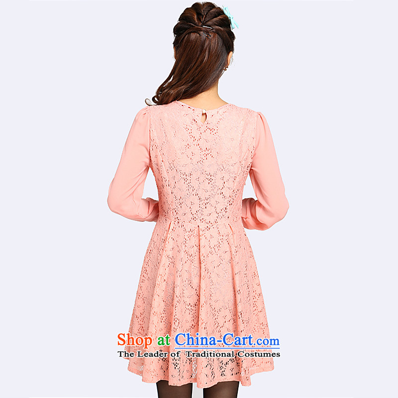 Shani flower, thick girls' Graphics thin, thick sister to xl Fall/Winter Collections lace long-sleeved video large thin dresses 4002 bare pink 2XL, Shani Flower (D'oro) sogni shopping on the Internet has been pressed.