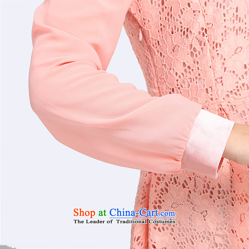 Shani flower, thick girls' Graphics thin, thick sister to xl Fall/Winter Collections lace long-sleeved video large thin dresses 4002 bare pink 2XL, Shani Flower (D'oro) sogni shopping on the Internet has been pressed.