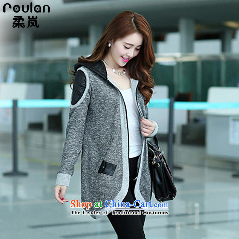 Sophie sponsors to intensify the code of ladies' knitted cardigan 2015 autumn and winter new women's thick MM female Korean Wind Jacket Color Plane Collision light sweater female 827 gray 4XL, Sophie (ROULAN included) , , , shopping on the Internet