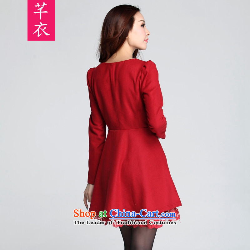 Xl thick people women 2015 waves for new graphics thin autumn and winter Sau San replacing elegance is sister gross? long-sleeved dresses Red 4XL 170-185, Constitution Yi shopping on the Internet has been pressed.