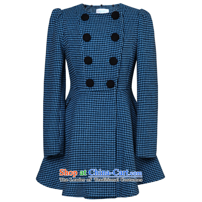 Chaplain who winter new women's Plaid double-bubble cuff 1341S122045 blue coat gross? 170/XL, chaplain who has been pressed shopping on the Internet