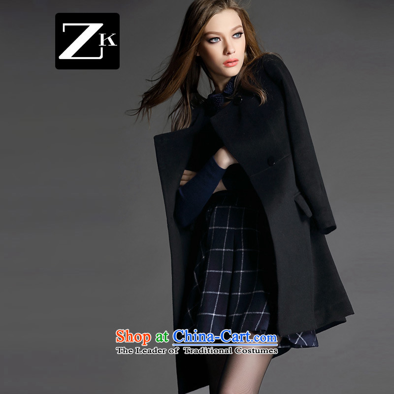 Zk Western women 2015 Fall/Winter Collections of new small-wind a wool coat in the wool long a wool coat gross? jacket female black S,zk,,, shopping on the Internet
