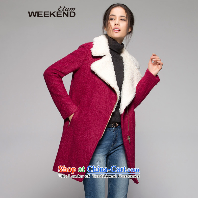 The?weekend?winter Lamb Wool Velvet large lapel a wool coat 14023417709?165_38_M wine red
