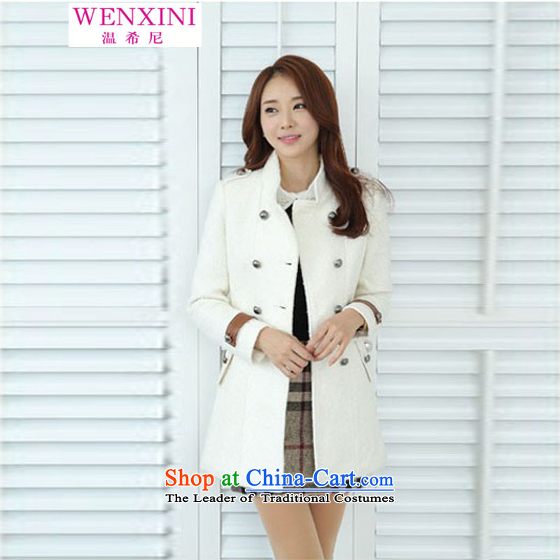 Temperature, 2015 autumn and winter larger women in long double-Sau San leisure gross a wool coat jacket female white S, temperature (WENXINI Greek) , , , shopping on the Internet