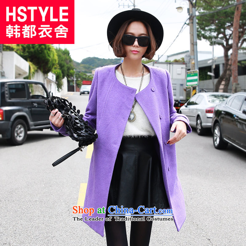 Korea has the Korean version of the Dag Hammarskj?ld yi 2015 winter clothing in new women's long straight thin hair? jacket graphics OR4029 Tsat purple?M
