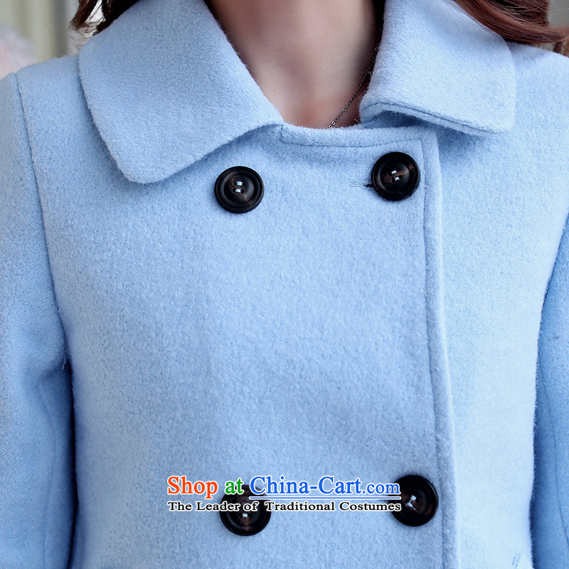 Miyamiya counters female Korean style woolen coat autumn and winter in long hair? female jacket light blue , L, parking meters? wool making it (MIYAMIYA) , , , shopping on the Internet