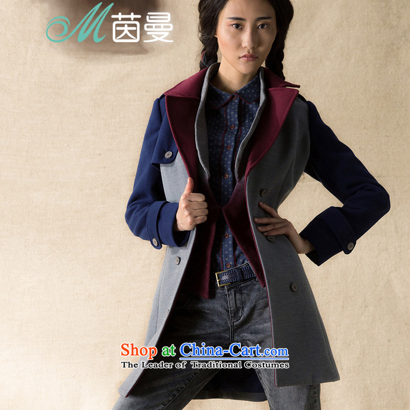 Athena Chu Cayman winter clothing new minimalist knocked color stitching belt thin, long graphics_? _8443200407- aristocrats jacket Gray?L