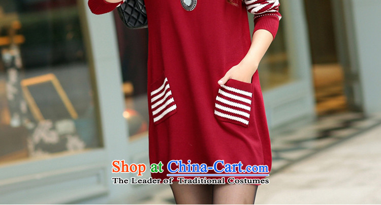 Flower-taek Man Yi 2015 autumn and winter large female Korean version of Knitted Shirt, forming the relaxd fit sweater dresses V8936 autumn and winter, wine red  XXL picture, prices, brand platters! The elections are supplied in the national character of distribution, so action, buy now enjoy more preferential! As soon as possible.