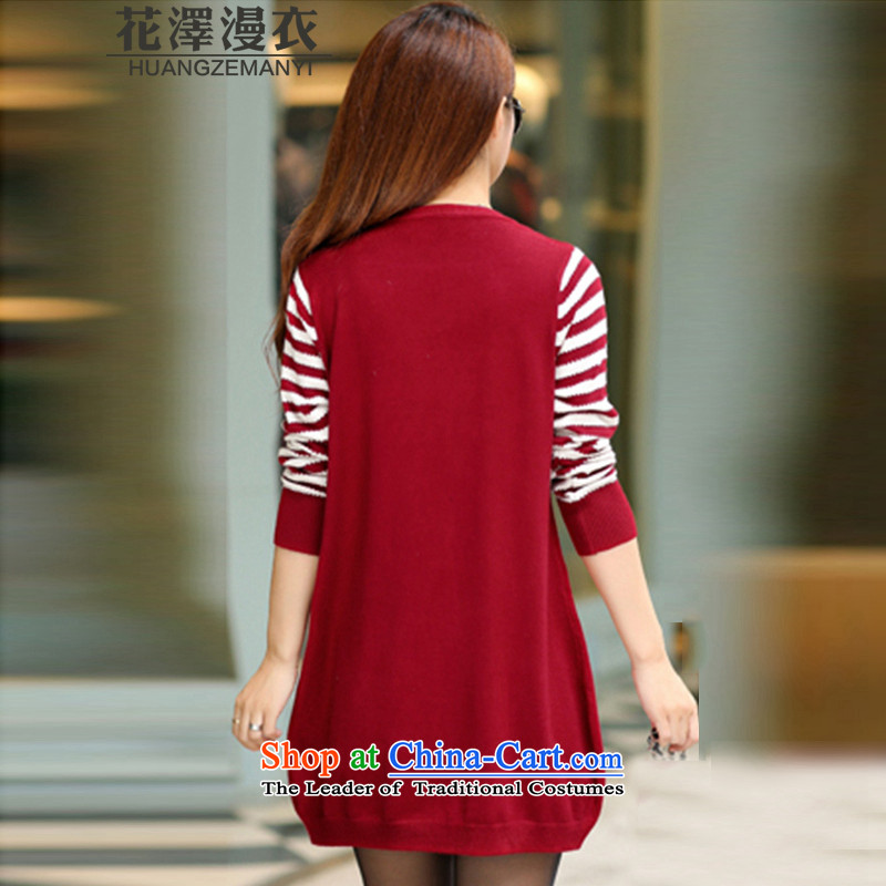 Flower-taek Man Yi 2015 autumn and winter large female Korean version of Knitted Shirt, forming the relaxd fit sweater dresses autumn and winter V8936  XXL, wine red flower-taek Castores Magi Yi (HZMY) , , , shopping on the Internet