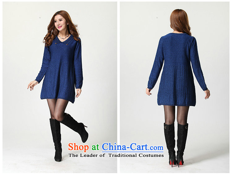 Email the ventricular hypertrophy code package sweater skirt Korean minimalist leisure long-sleeved knitted dresses thick mm thin loose, video pure color lapel cheongsams forming the Netherlands skirt sweater blue are suitable for 130-180 code catty picture, prices, brand platters! The elections are supplied in the national character of distribution, so action, buy now enjoy more preferential! As soon as possible.