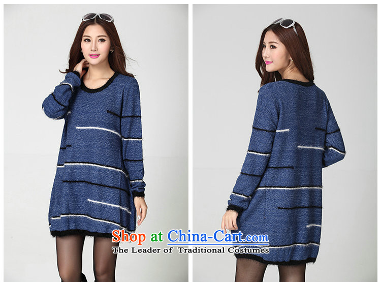 Package for larger women's mail sweater Cheongsams Korean autumn and winter new minimalist round-neck collar long-sleeved loose, dresses, forming the color plane leisure knitted dress thick mm blue will fit 130-180 catty picture, prices, brand platters! The elections are supplied in the national character of distribution, so action, buy now enjoy more preferential! As soon as possible.