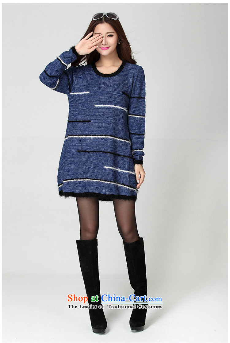 Package for larger women's mail sweater Cheongsams Korean autumn and winter new minimalist round-neck collar long-sleeved loose, dresses, forming the color plane leisure knitted dress thick mm blue will fit 130-180 catty picture, prices, brand platters! The elections are supplied in the national character of distribution, so action, buy now enjoy more preferential! As soon as possible.