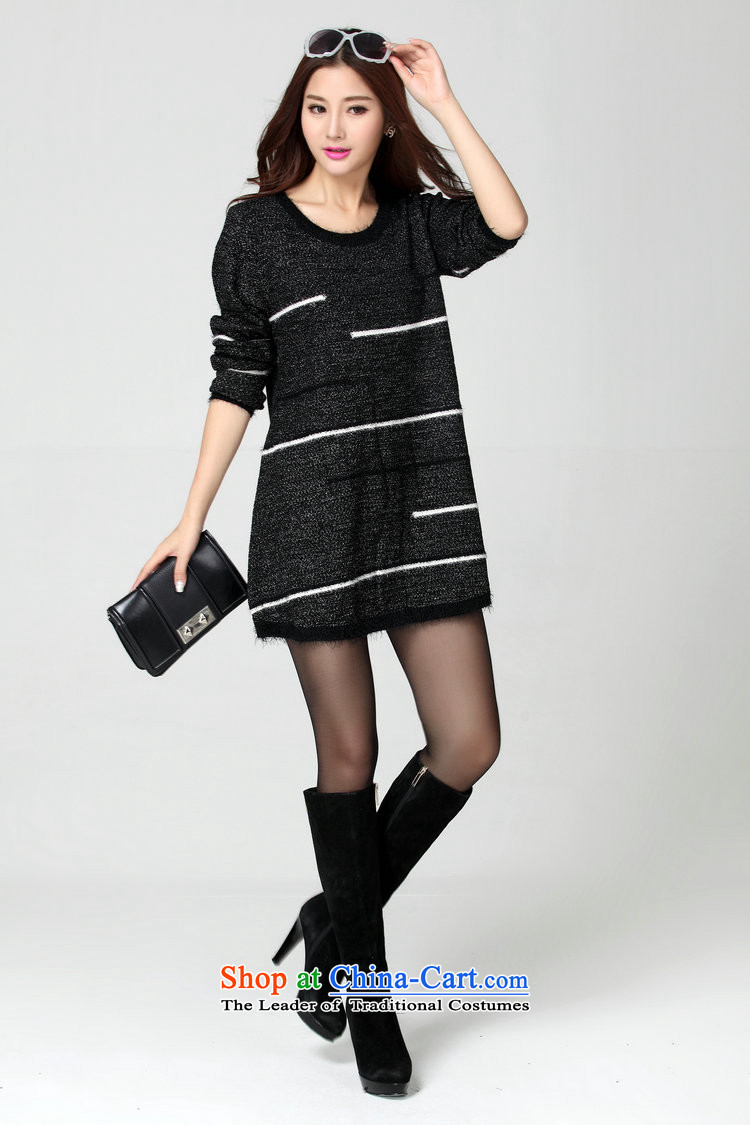 Package for larger women's mail sweater Cheongsams Korean autumn and winter new minimalist round-neck collar long-sleeved loose, dresses, forming the color plane leisure knitted dress thick mm blue will fit 130-180 catty picture, prices, brand platters! The elections are supplied in the national character of distribution, so action, buy now enjoy more preferential! As soon as possible.