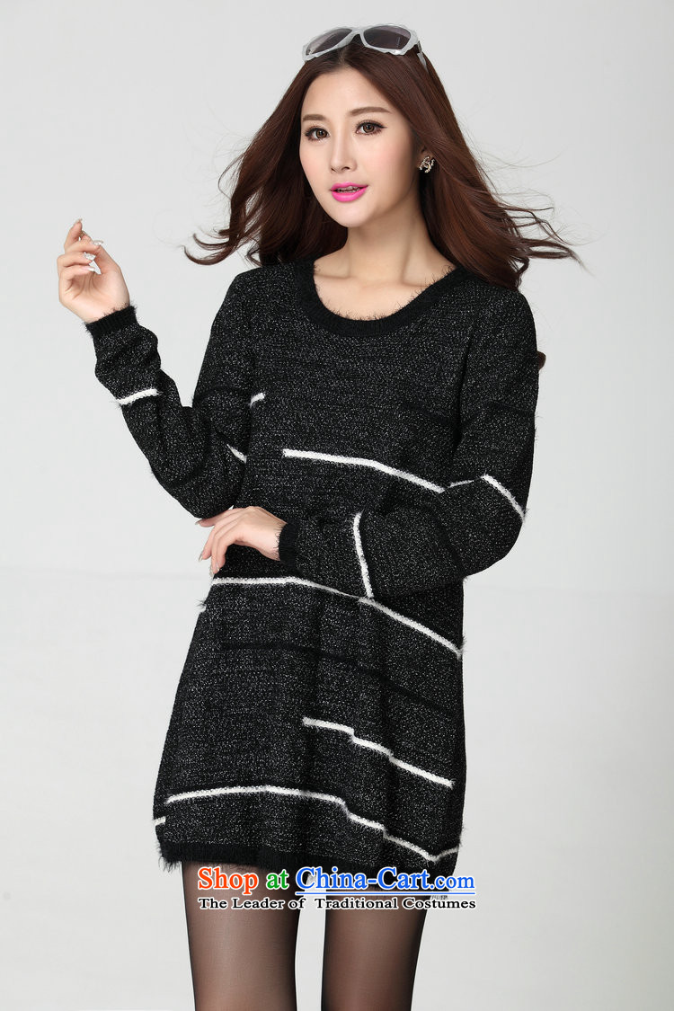 Package for larger women's mail sweater Cheongsams Korean autumn and winter new minimalist round-neck collar long-sleeved loose, dresses, forming the color plane leisure knitted dress thick mm blue will fit 130-180 catty picture, prices, brand platters! The elections are supplied in the national character of distribution, so action, buy now enjoy more preferential! As soon as possible.