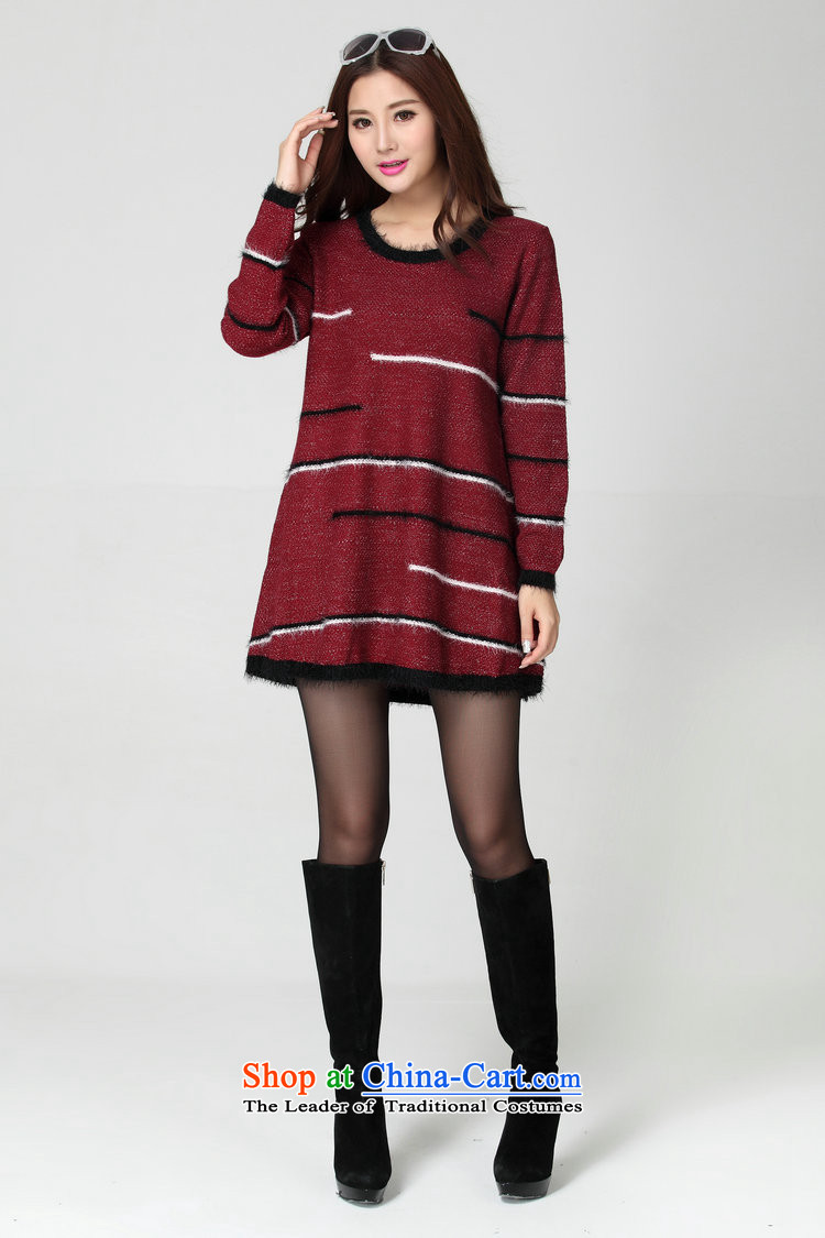 Package for larger women's mail sweater Cheongsams Korean autumn and winter new minimalist round-neck collar long-sleeved loose, dresses, forming the color plane leisure knitted dress thick mm blue will fit 130-180 catty picture, prices, brand platters! The elections are supplied in the national character of distribution, so action, buy now enjoy more preferential! As soon as possible.