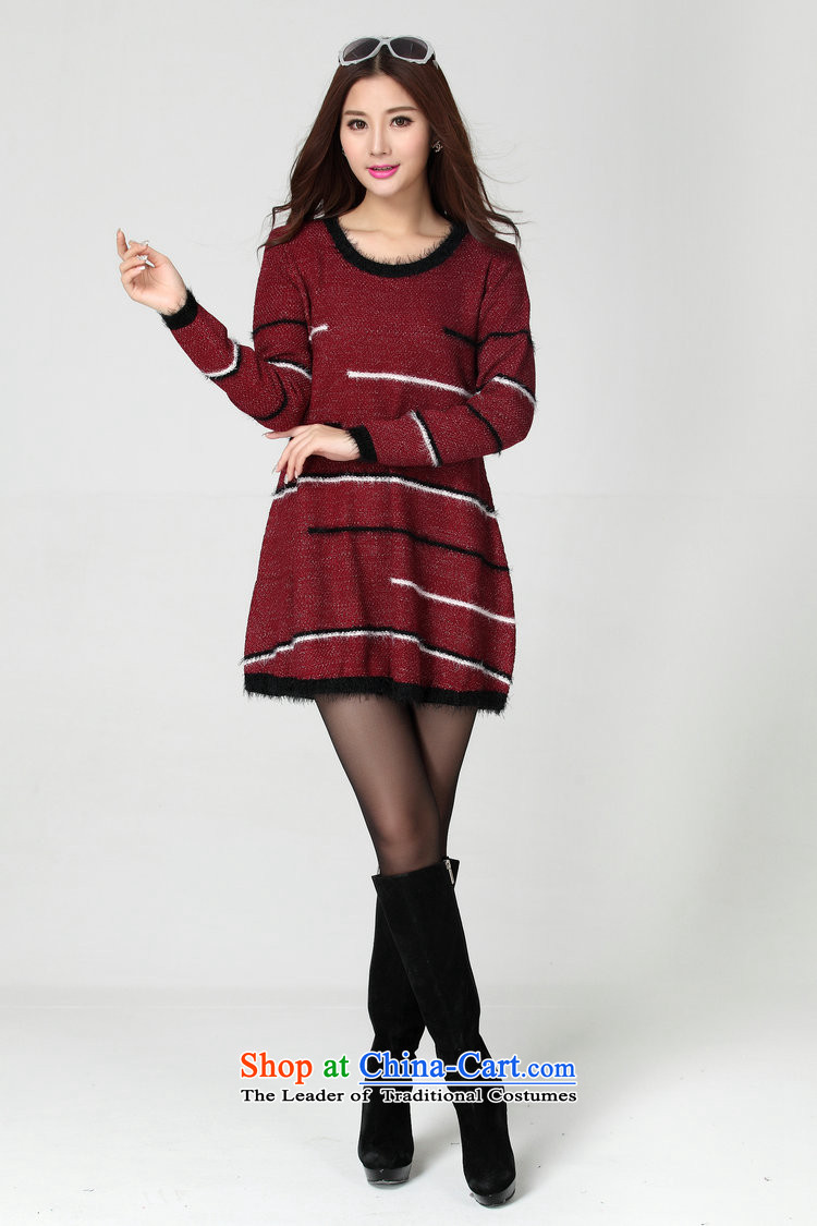 Package for larger women's mail sweater Cheongsams Korean autumn and winter new minimalist round-neck collar long-sleeved loose, dresses, forming the color plane leisure knitted dress thick mm blue will fit 130-180 catty picture, prices, brand platters! The elections are supplied in the national character of distribution, so action, buy now enjoy more preferential! As soon as possible.