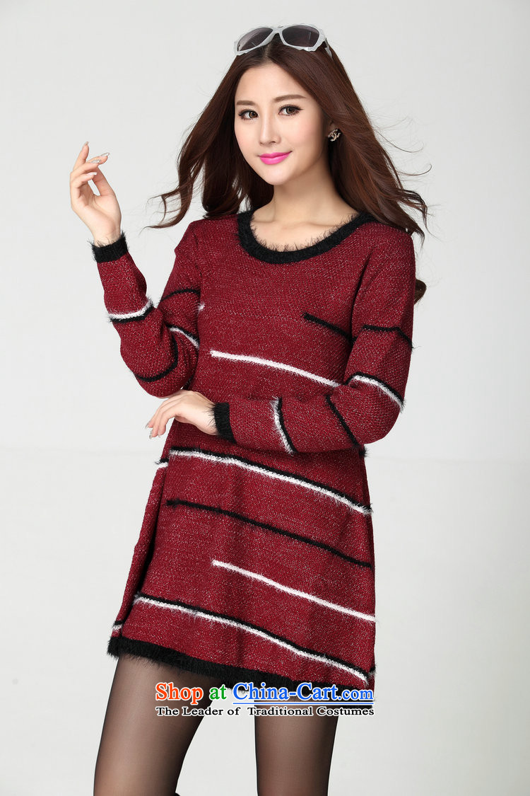 Package for larger women's mail sweater Cheongsams Korean autumn and winter new minimalist round-neck collar long-sleeved loose, dresses, forming the color plane leisure knitted dress thick mm blue will fit 130-180 catty picture, prices, brand platters! The elections are supplied in the national character of distribution, so action, buy now enjoy more preferential! As soon as possible.