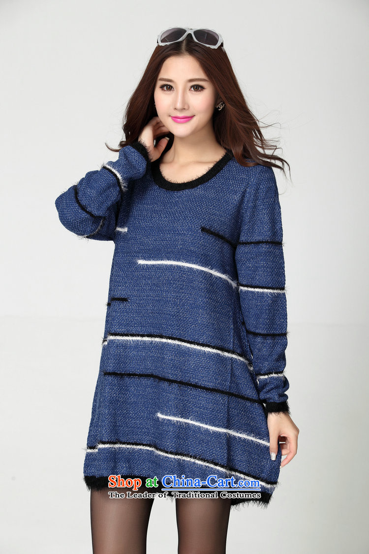 Package for larger women's mail sweater Cheongsams Korean autumn and winter new minimalist round-neck collar long-sleeved loose, dresses, forming the color plane leisure knitted dress thick mm blue will fit 130-180 catty picture, prices, brand platters! The elections are supplied in the national character of distribution, so action, buy now enjoy more preferential! As soon as possible.