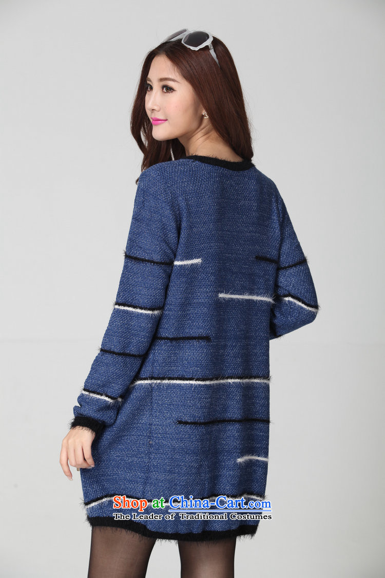 Package for larger women's mail sweater Cheongsams Korean autumn and winter new minimalist round-neck collar long-sleeved loose, dresses, forming the color plane leisure knitted dress thick mm blue will fit 130-180 catty picture, prices, brand platters! The elections are supplied in the national character of distribution, so action, buy now enjoy more preferential! As soon as possible.