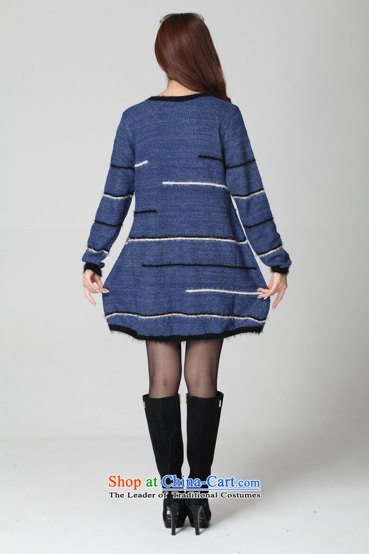 Package for larger women's mail sweater Cheongsams Korean autumn and winter new minimalist round-neck collar long-sleeved loose, dresses, forming the color plane leisure knitted dress thick mm blue will fit 130-180 catty picture, prices, brand platters! The elections are supplied in the national character of distribution, so action, buy now enjoy more preferential! As soon as possible.