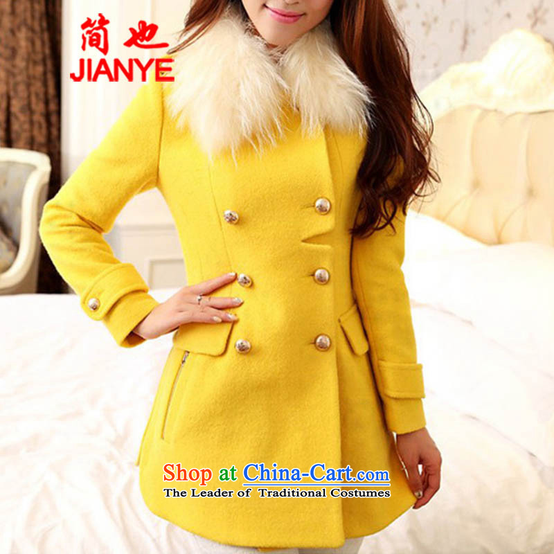 Jane can also  load a new women's 2014 a wool coat Korean version for long, gross wool coat thick ni-? largest 952# Yellow , L, Jane also (jianye) , , , shopping on the Internet