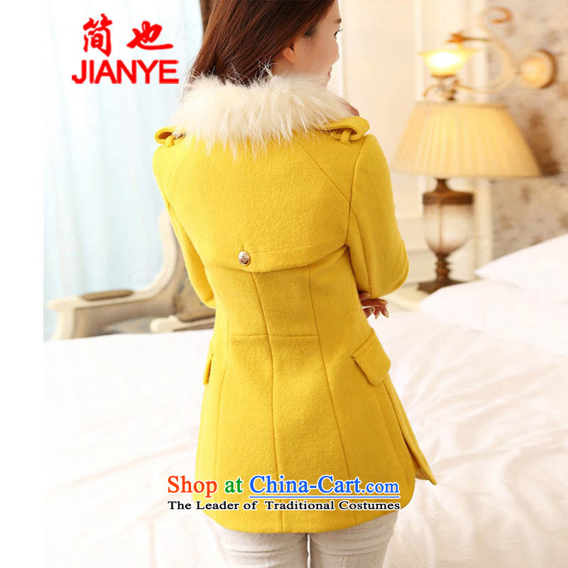 Jane can also  load a new women's 2014 a wool coat Korean version for long, gross wool coat thick ni-? largest 952# Yellow , L, Jane also (jianye) , , , shopping on the Internet