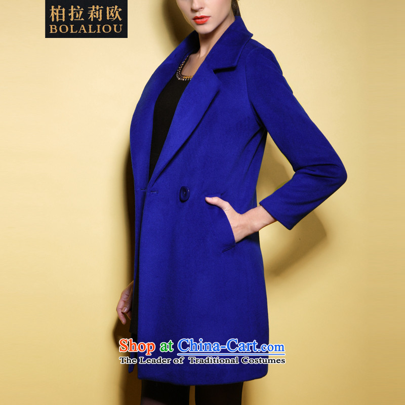 Pak Lali Europe Women 2015 Spring New Product woolen coat European and American high-end of the temperament wool coat female 61357? 3XL, Blue Bo Lali (bolaliou) , , , shopping on the Internet