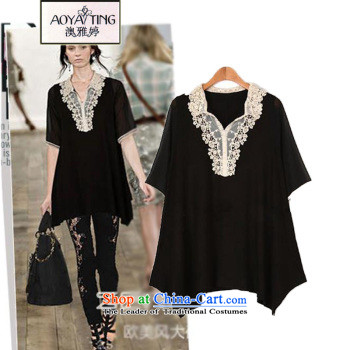 O Ya-ting 2015 spring and fall new Korean Sau San To XL Round V-neck, forming the shirt shirt T-shirt female pure color black 5XL 175-200 recommends that you catty picture, prices, brand platters! The elections are supplied in the national character of distribution, so action, buy now enjoy more preferential! As soon as possible.