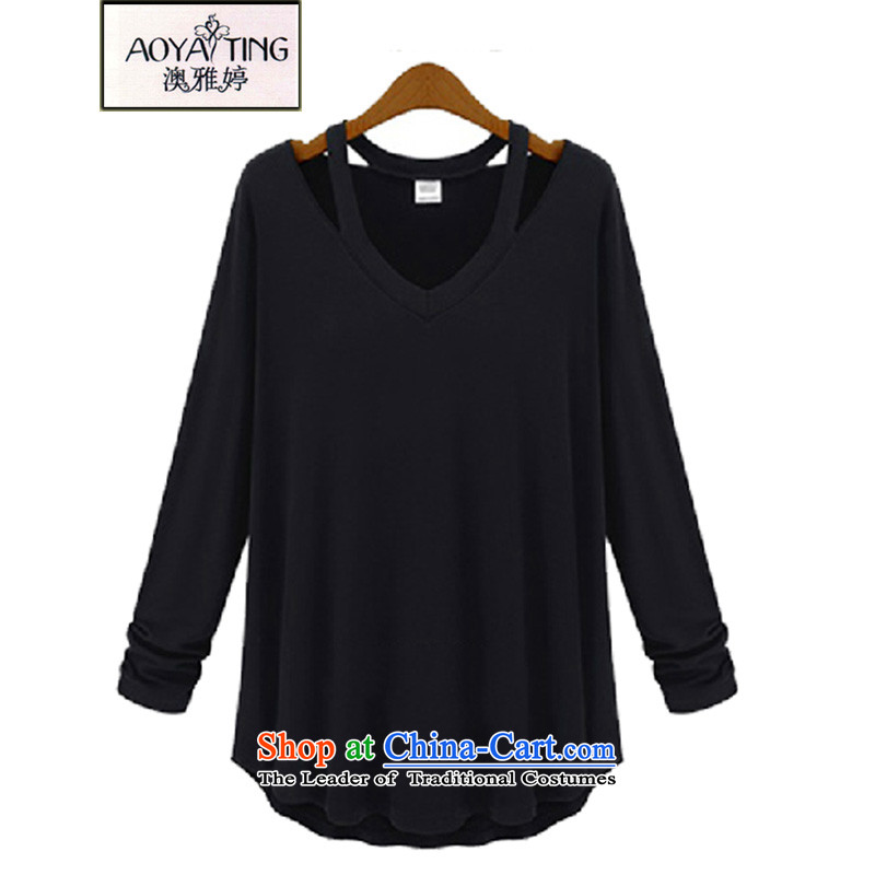 O Ya-ting 2015 spring and fall new Korean Sau San to xl round V-neck, forming the shirt shirt T-shirt female pure color black 5XL 175-200 recommends that you, O Jacob aoyating Ting () , , , shopping on the Internet