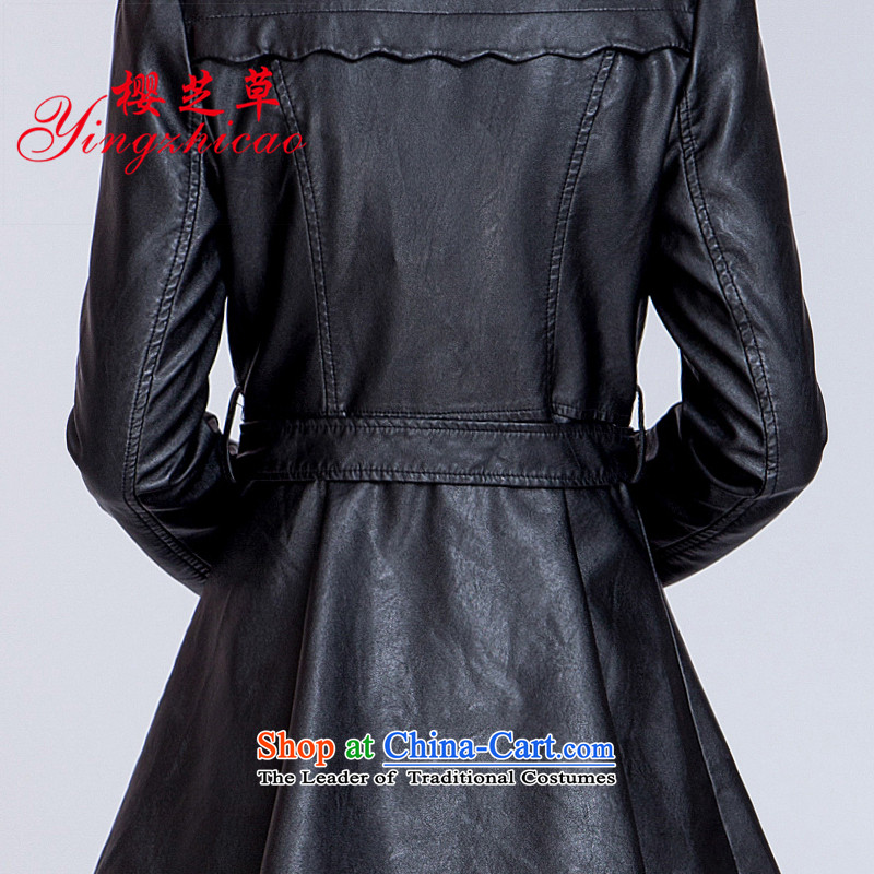 The autumn and winter load Korean jacket for larger female jackets thick mm thick, Hin thin, sister to thick XL PU leather jacket in black leather jacket around 922.747), Sakura 6XL(160 Chi grass (yingzhicao) , , , shopping on the Internet