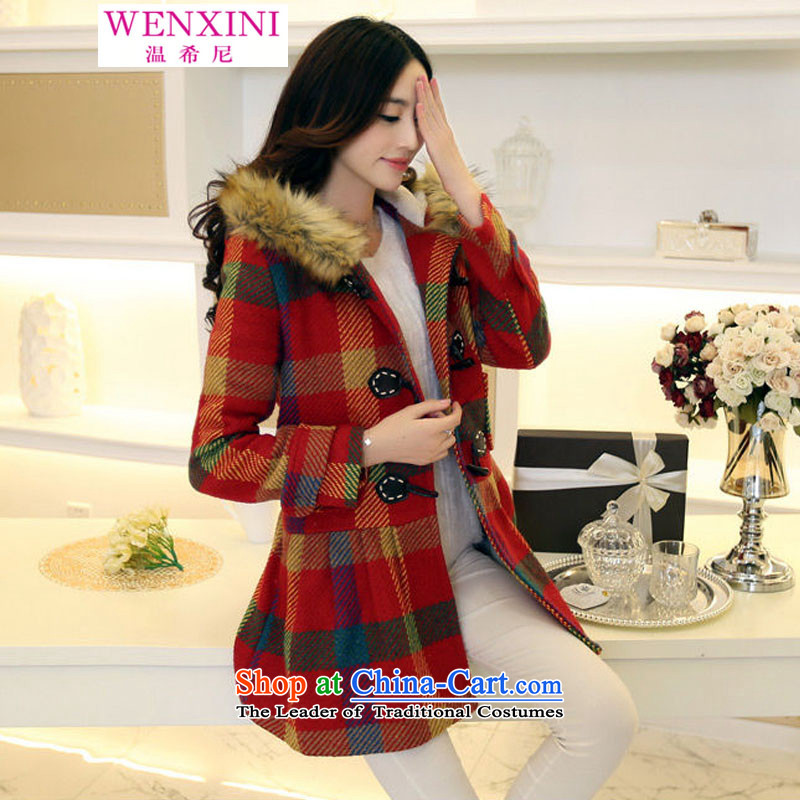 Temperature, 2015 autumn and winter for women in Korean long hair? latticed jacket Korea loose hair for a wool coat female picture color M/original better quality, temperature (WENXINI Greek) , , , shopping on the Internet