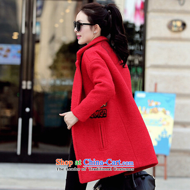 Ms Audrey EU's 2015 romantic Connie autumn and winter load new products Korean female thick wool coat women so casual jacket RED M romantic Connie Na (LANGNIMANWEINA Ms Audrey Eu) , , , shopping on the Internet
