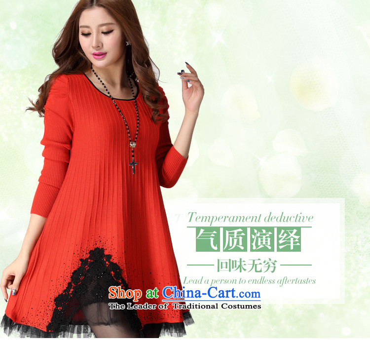 The Constitution hazel plus hypertrophy Code women's dresses Package Mail Korean lady temperament gauze stitching Sau San long-sleeved sweater skirt thick mm thin knitting forming the graphics skirt Red Orange red are suitable for 130-180 code catty picture, prices, brand platters! The elections are supplied in the national character of distribution, so action, buy now enjoy more preferential! As soon as possible.