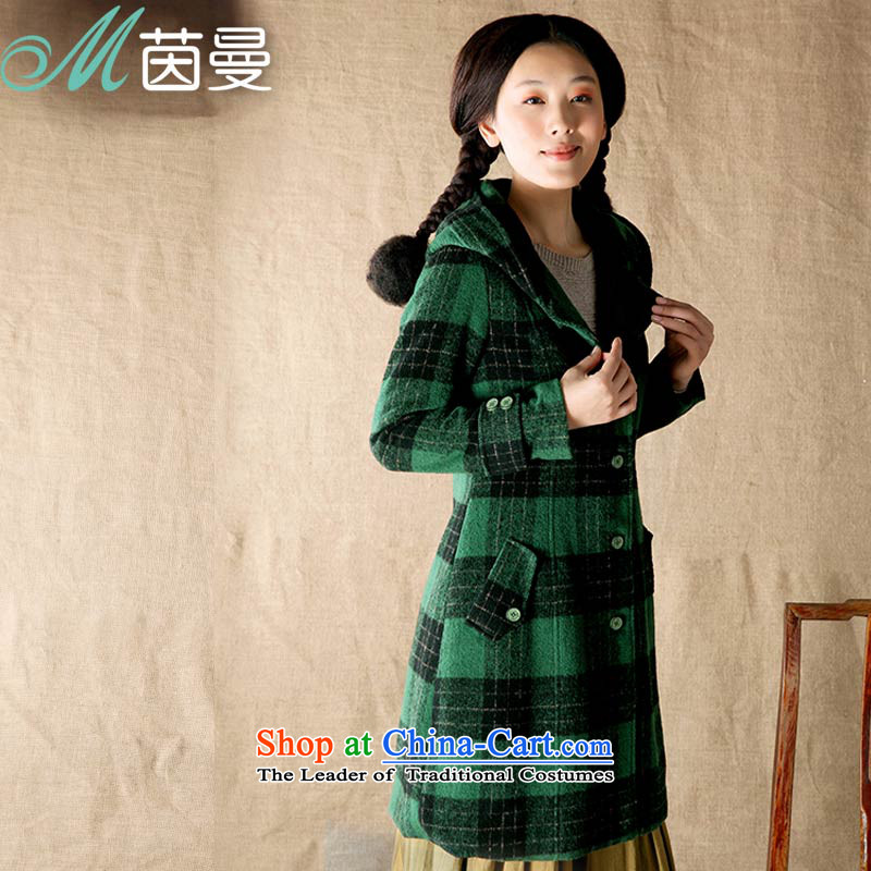 Athena Chu Cayman 2015 Spring New Long large compartments with cap wool overcoats female elections?- 8343200615 dark green S, Athena Chu (INMAN, DIRECTOR) , , , shopping on the Internet