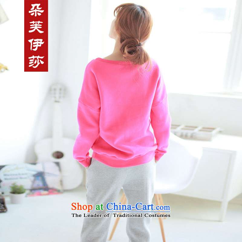 Flower to Isabelle 2015 new MM thick large relaxd round-neck collar kit and sweater two kits thick draw lint-free long-sleeved leisure wears the girl in the red XXXL, D7280 flower to Isabelle (dufflsa) , , , shopping on the Internet