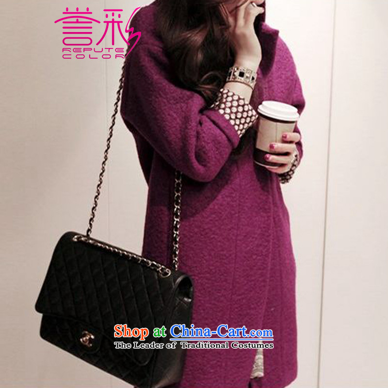 Also known 2015 autumn and winter female new Korean loose fit a wool coat female fashion, long dark jacket T9055 deduction of wool? S recommendations 85-105 purple, known repute color (color) , , , shopping on the Internet