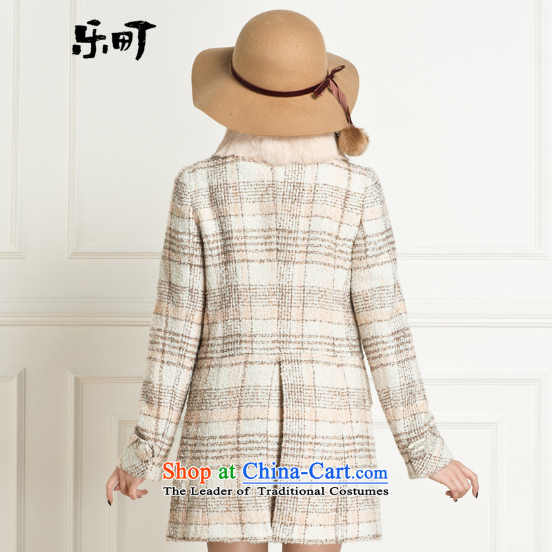 Lok-machi 2015 winter clothing new date of female plaid tether rabbit hair for coats C1AA34203 copper-colored M Lok-machi , , , shopping on the Internet