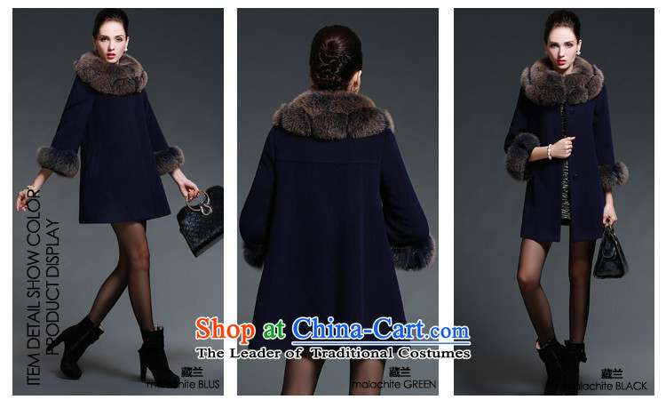 Mrs and cashmere overcoat female woolen coat girl in the new winter 2015 long coats gross? For coats jacket fox gross blue  XL Photo, prices, brand platters! The elections are supplied in the national character of distribution, so action, buy now enjoy more preferential! As soon as possible.