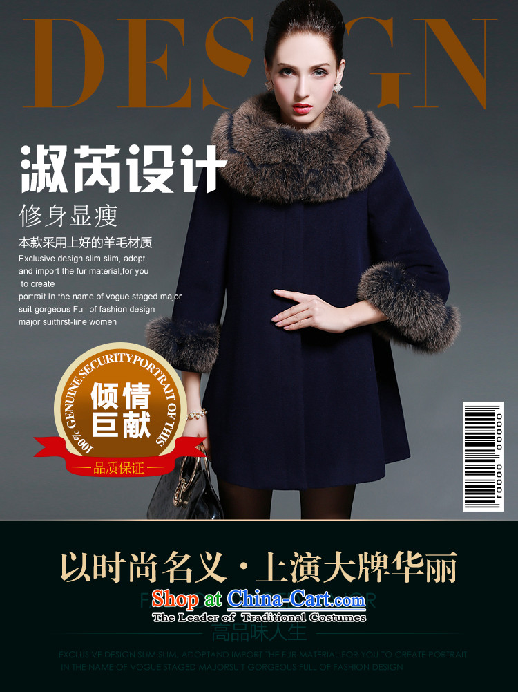 Mrs and cashmere overcoat female woolen coat girl in the new winter 2015 long coats gross? For coats jacket fox gross blue  XL Photo, prices, brand platters! The elections are supplied in the national character of distribution, so action, buy now enjoy more preferential! As soon as possible.
