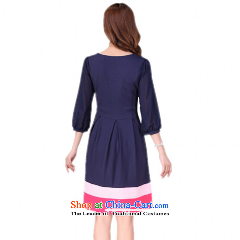 C.o.d. Package Mail Plus hypertrophy Women Korean yards dresses minimalist Sau San commuter 7 cuff knitting dress casual lady short skirt in mm thick blue skirt XXL around 922.747 140, land is of Yi , , , shopping on the Internet